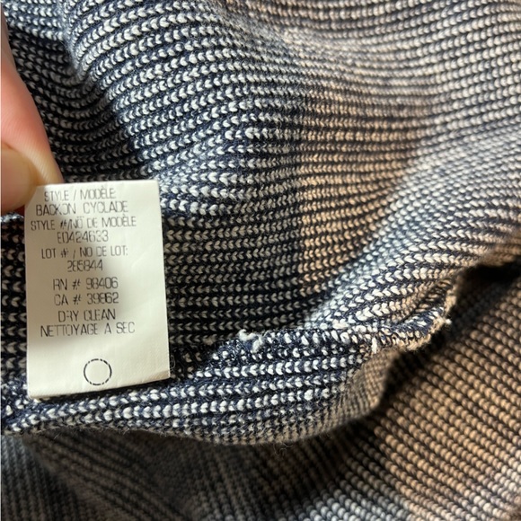 Theory  striped Navy And White Knit Short Sleeve Crew Neck Mini Dress Size Large - Picture 9 of 10